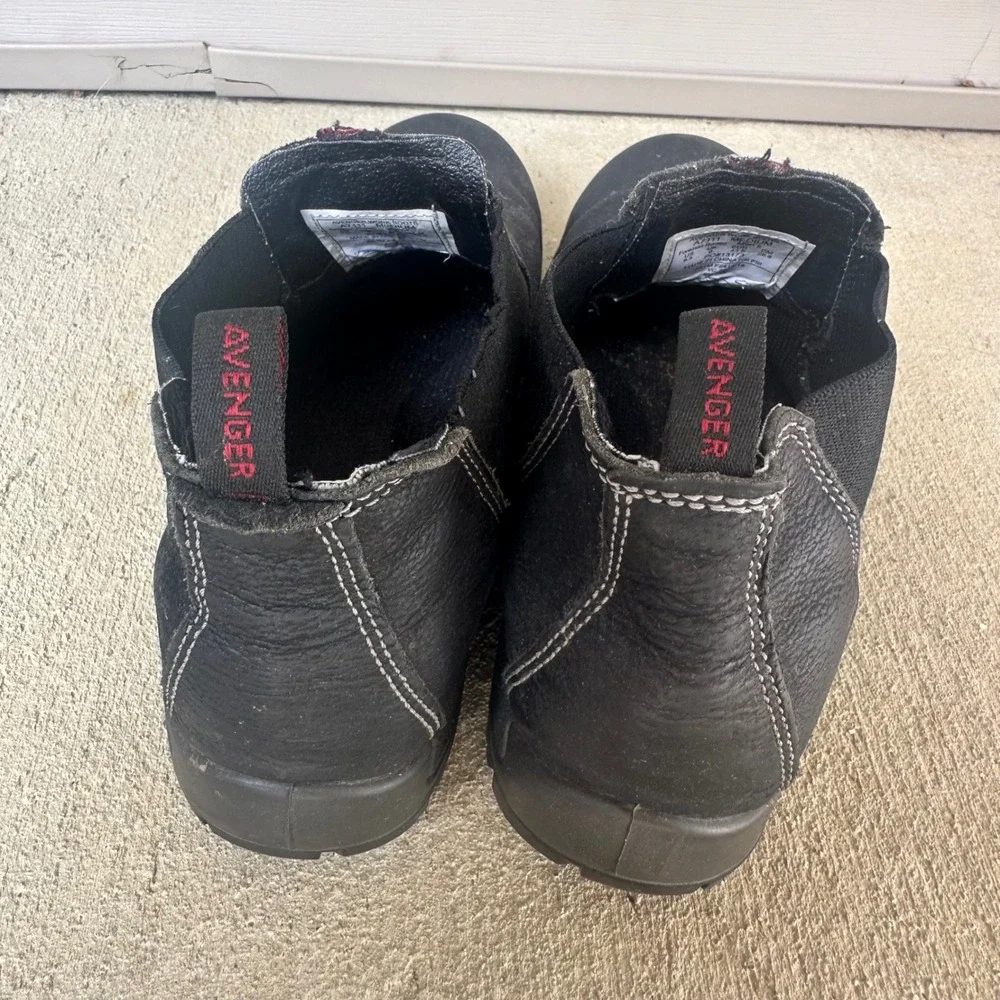 Avenger Work Boots Foreman Romeo A7111 Mens 9.5 Black Leather Slip On Chelsea